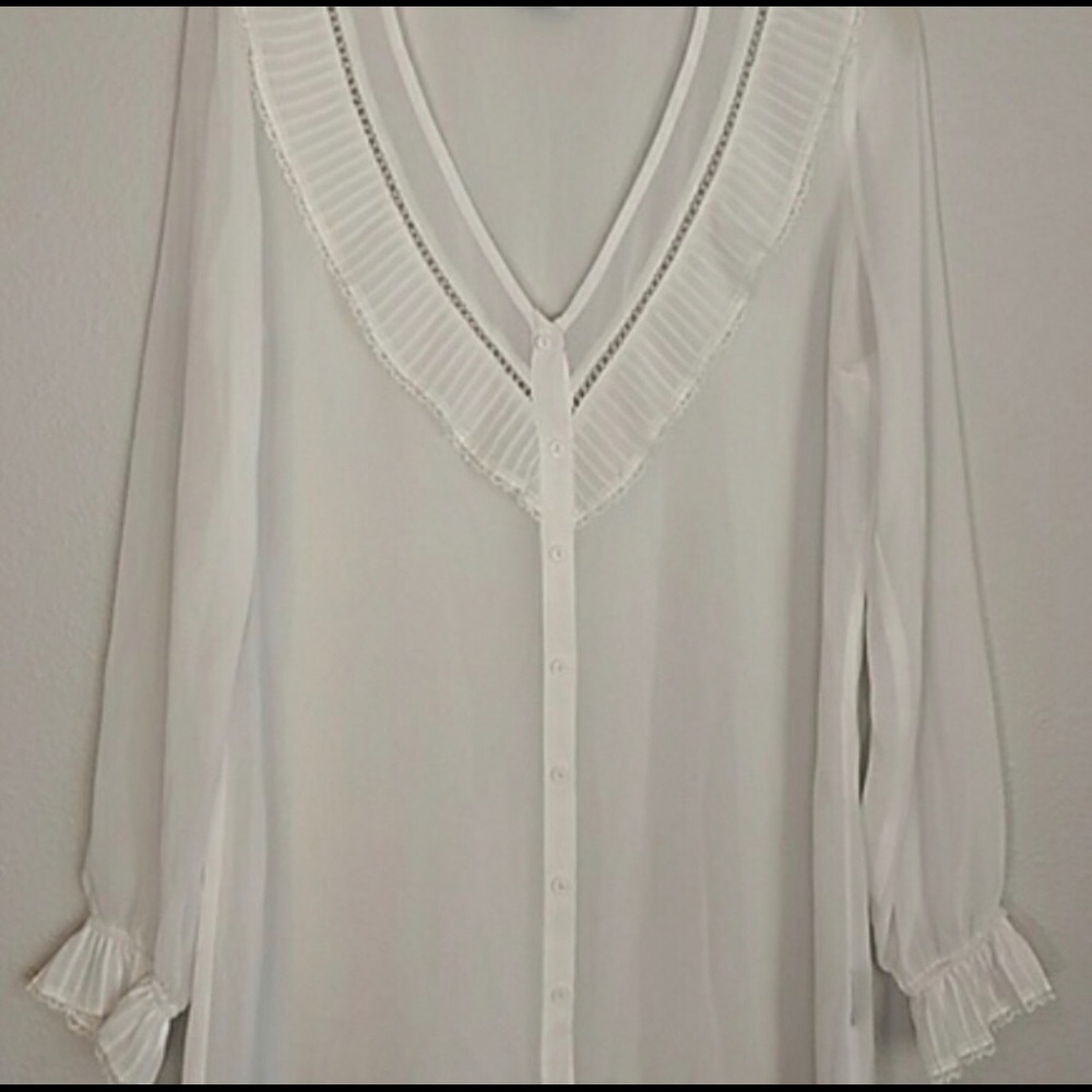 pleated nice blouse, off white chiffon (3 for $30)